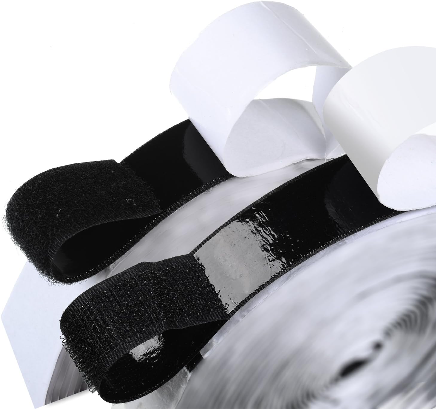 230816082519992_1 16 Feet Length 0.75 Inch Width Hook and Loop with Strong Self Adhesive Tape Strip Fastener (White) - Image 1